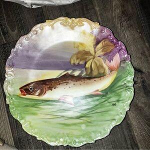 Hand Painted Antique Limoges Fish plate GUC